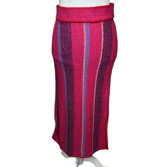 Ann Taylor Striped Pink and Black Knit Skirt - Picture 2 of 6